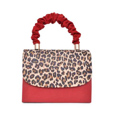 EMIS Leopard Print Hand bag in Red