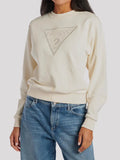GUESS Round Neck Sweater in Cream