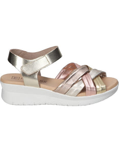 Pitillos Leather Wedge Sandal Gold