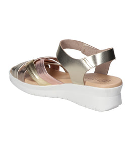 Pitillos Leather Wedge Sandal Gold