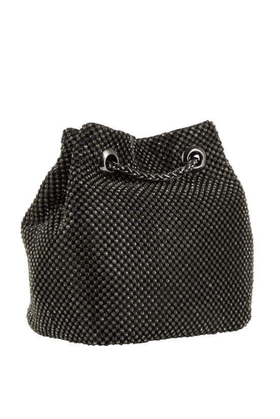 GUESS Lua Rhinestone Mini Bucket Bag Black