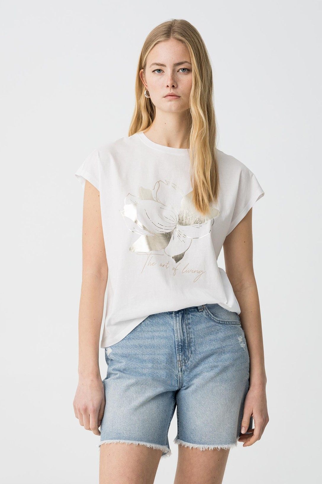 Tiffosi Madrid White Printed Tee Shirt