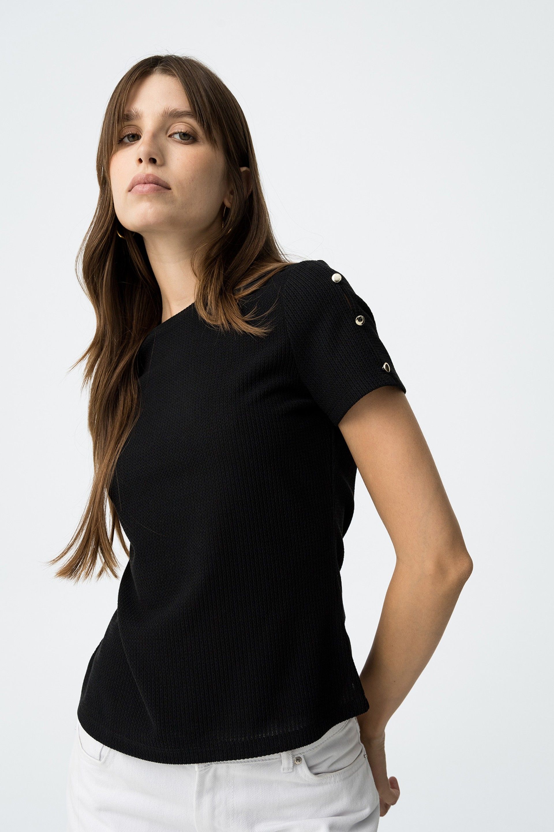 Tiffosi Short Sleeved Top in Black