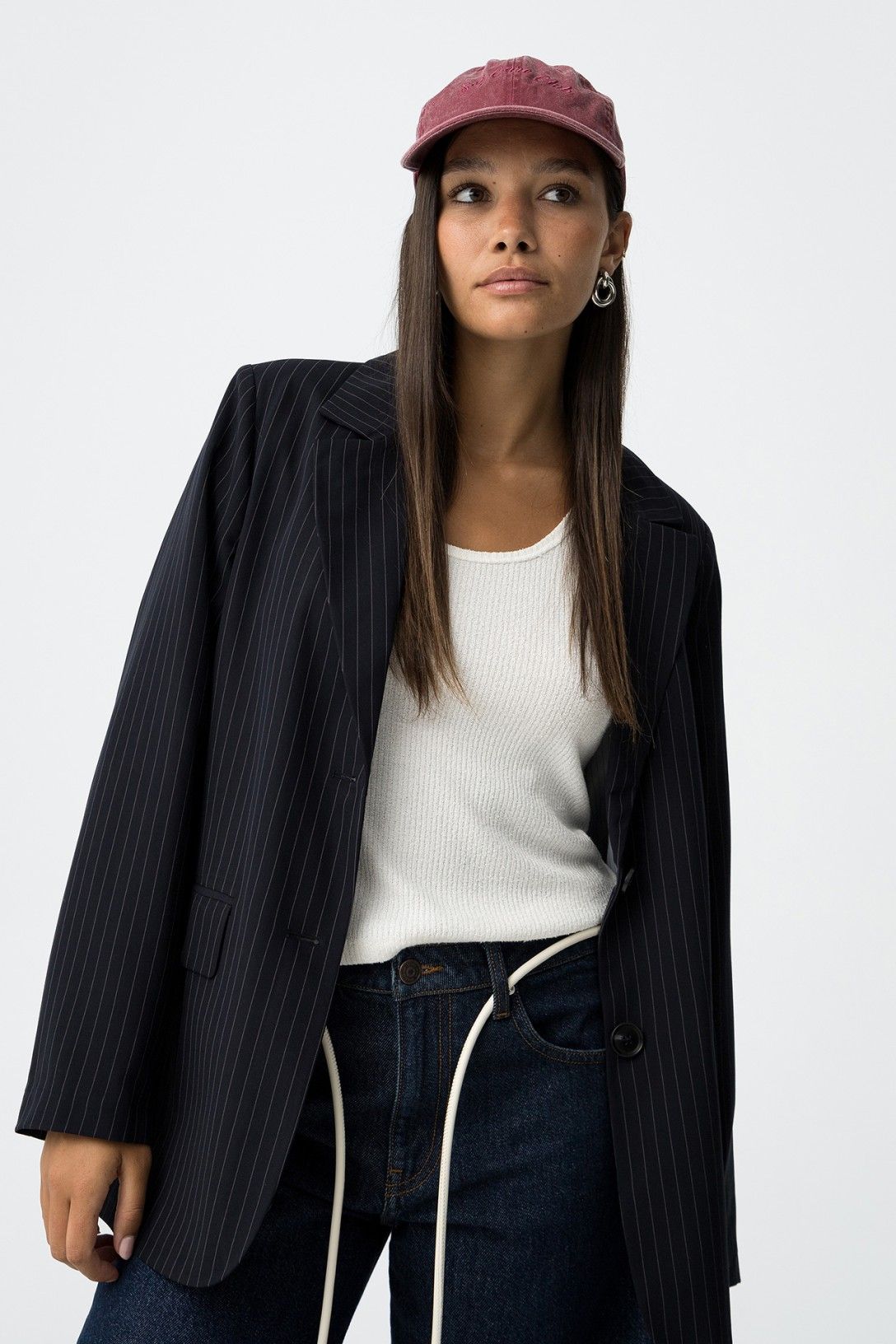 Tiffosi Navy Pinstriped Blazer