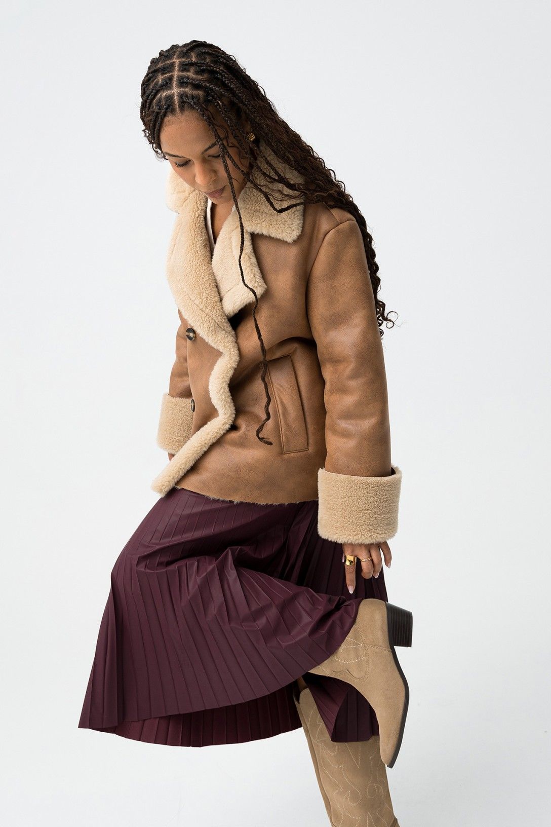 Tiffosi Kyoto Burgundy Pleated Skirt