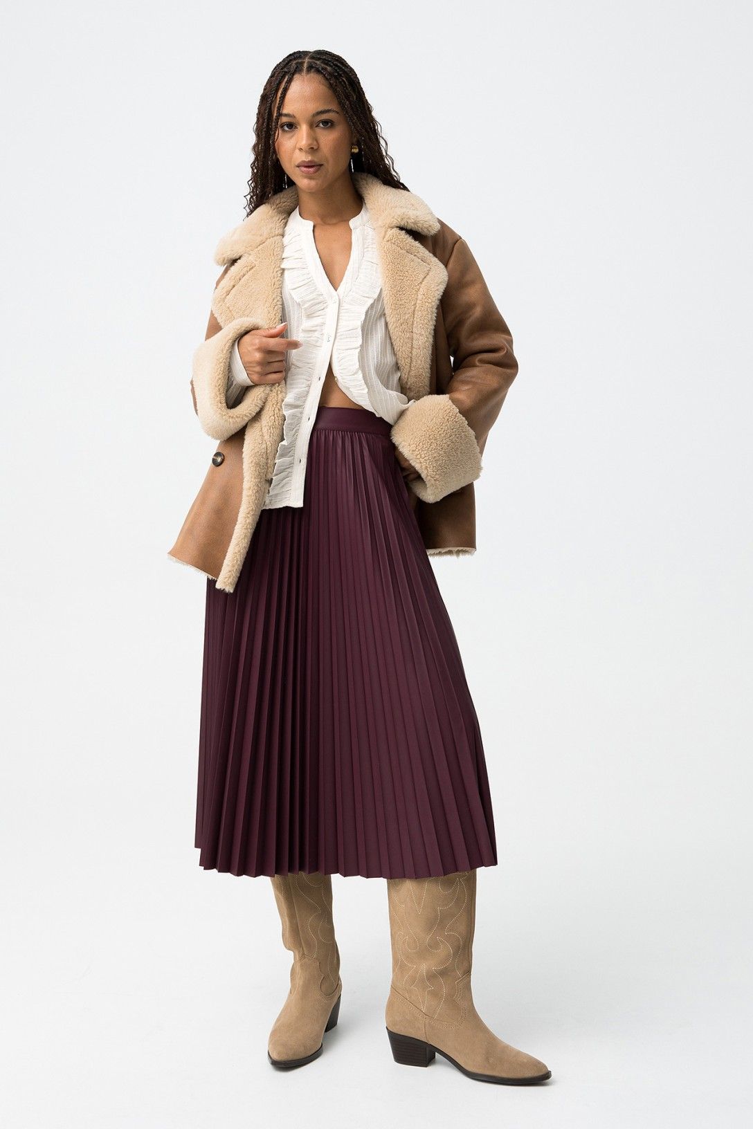 Tiffosi Kyoto Burgundy Pleated Skirt