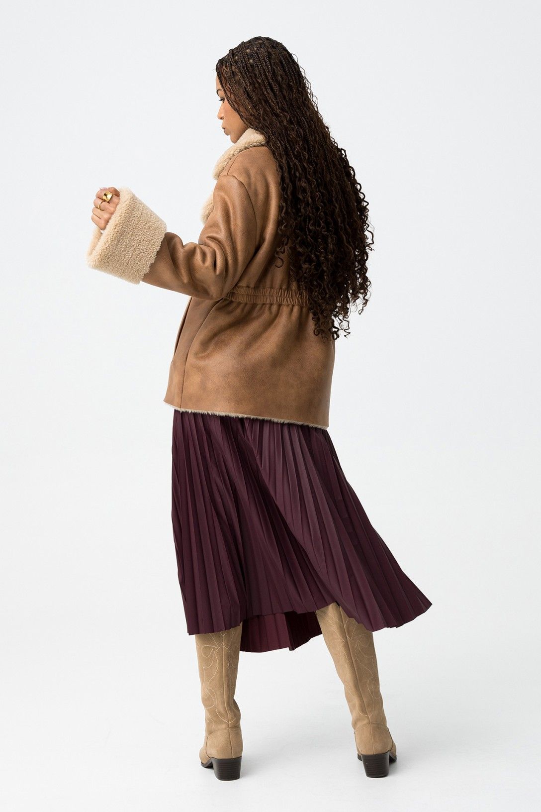 Tiffosi Kyoto Burgundy Pleated Skirt