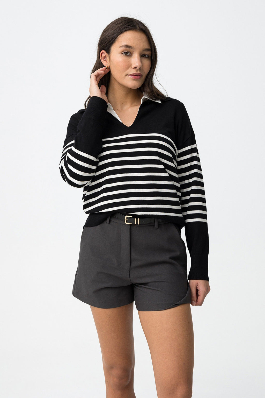 Tiffosi Vernon Black Striped Jumper