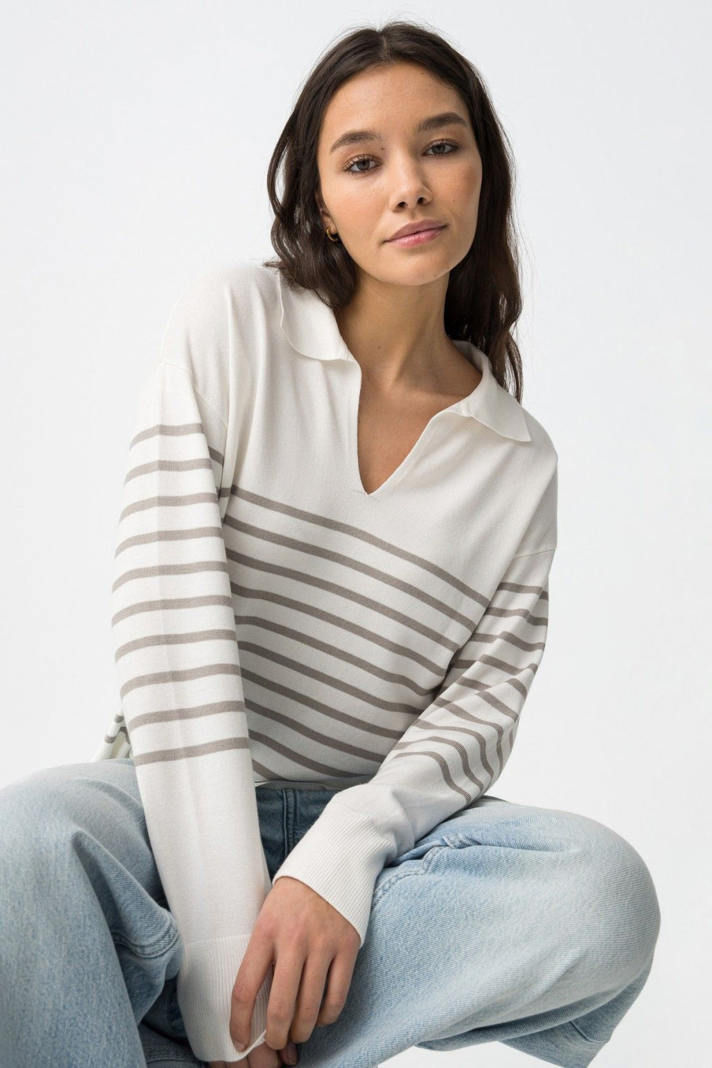 Tiffosi Vernon White Striped Jumper