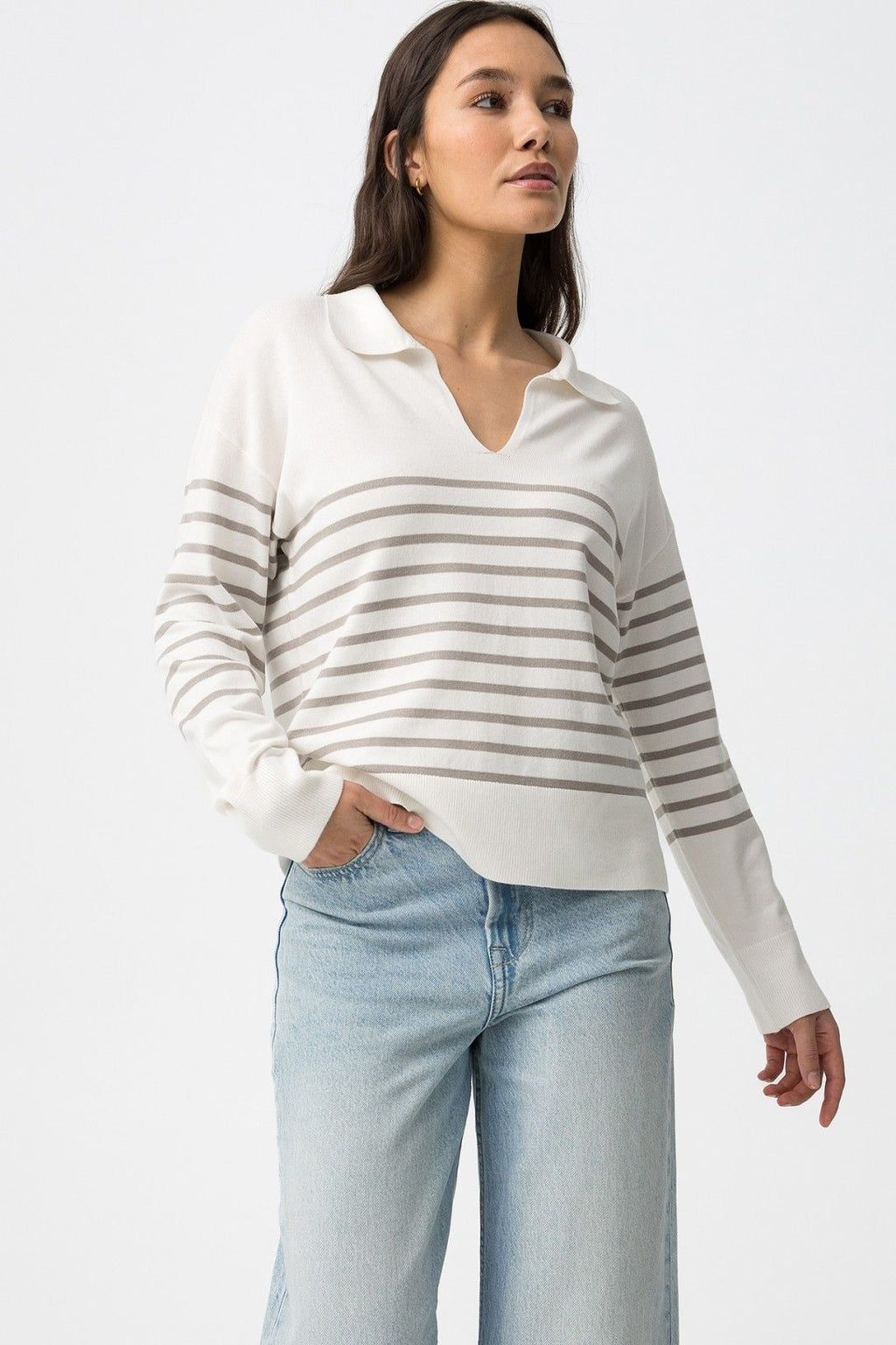 Tiffosi Vernon White Striped Jumper