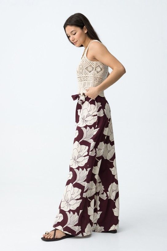 Tiffosi Daley Casual Pants Burgundy/Cream