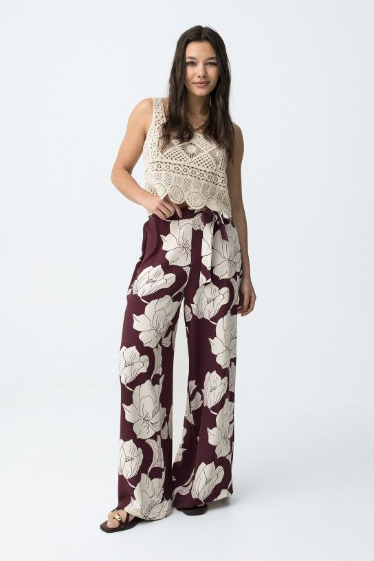 Tiffosi Daley Casual Pants Burgundy/Cream