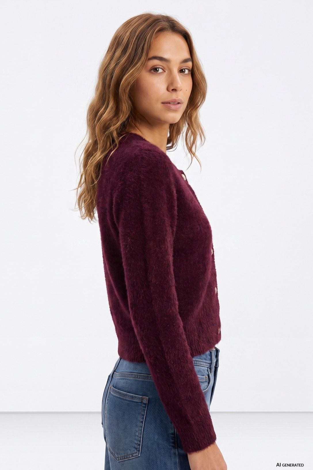 GUESS Chunky Cardigan in Burgundy
