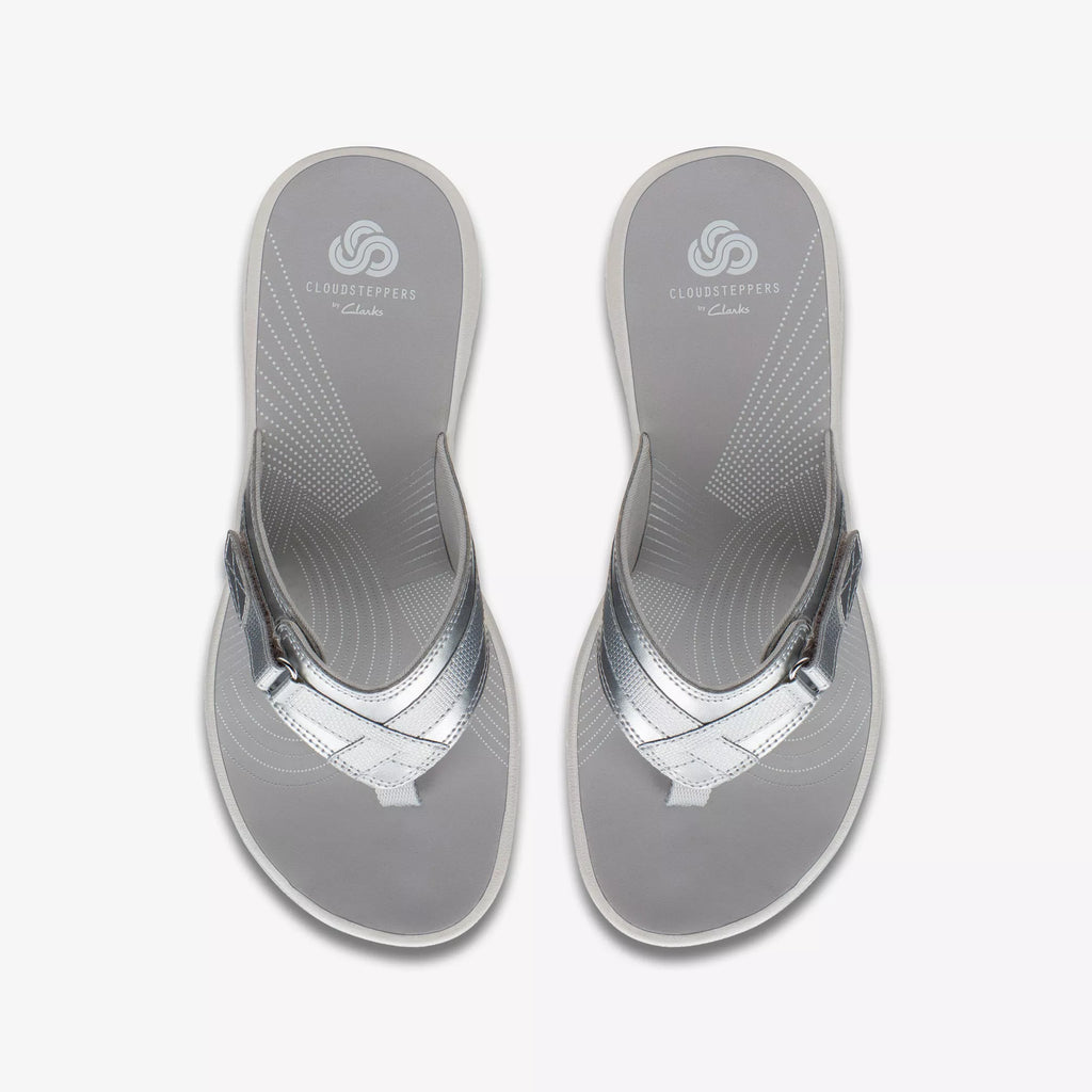 Clarks Brinkley Reyna Flip Flops Silver