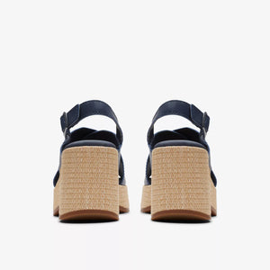 Clarks navy wedge shoes discount