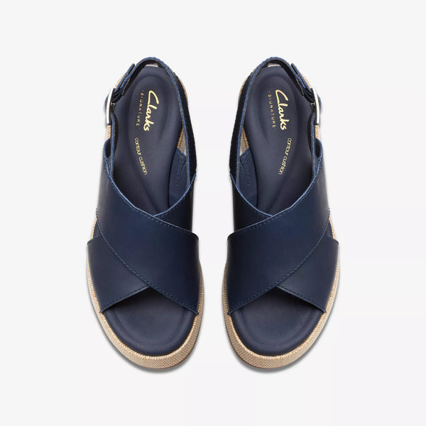 Clarks Manon Wish Navy Leather Wedge