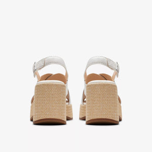 Clarks Manon Wish Off White Leather Wedge