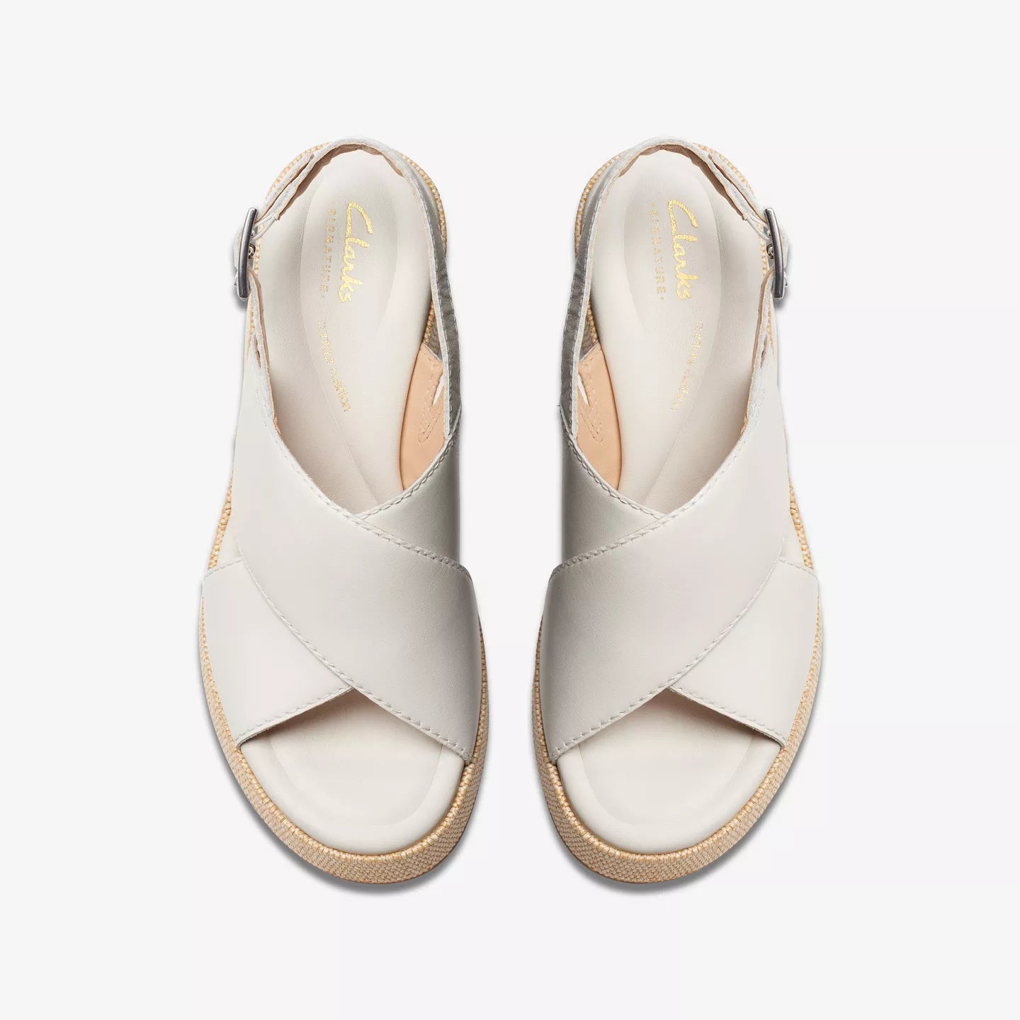 Clarks Manon Wish Off White Leather Wedge