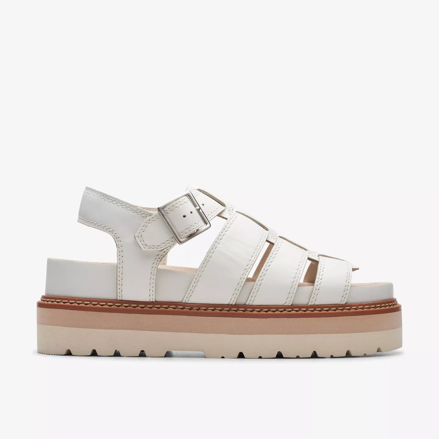 Clarks Orianna Twist Off White Leather Sandals