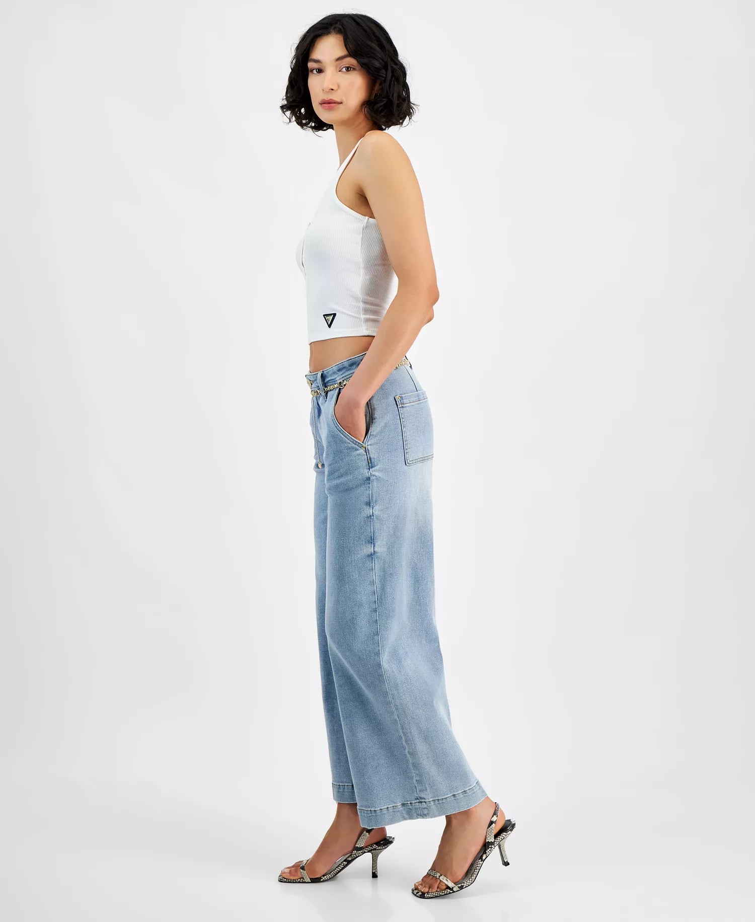 GUESS Zoya Wide Leg Crop Denim Jeans