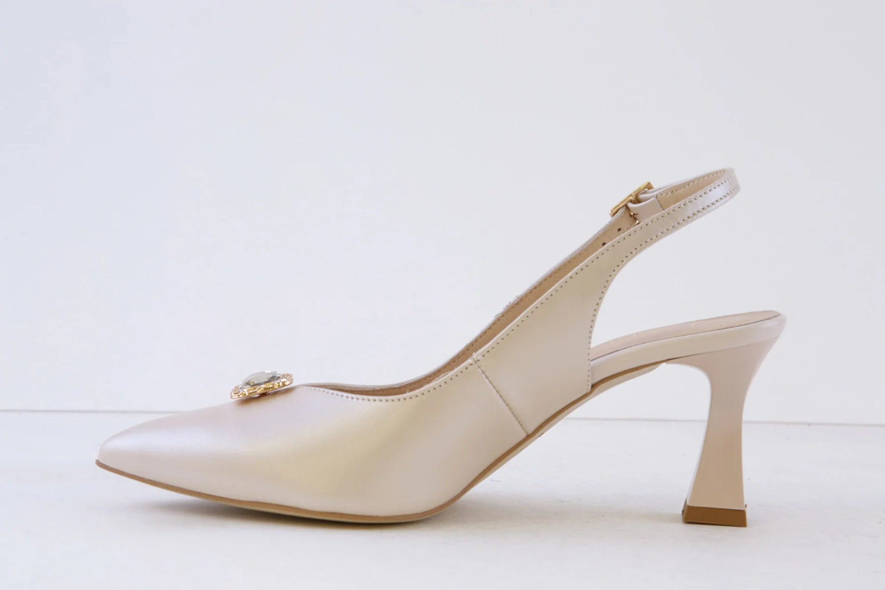 EMIS Mid Heel Beige Sling Back Shoe