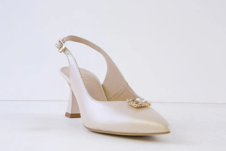 EMIS Mid Heel Beige Sling Back Shoe