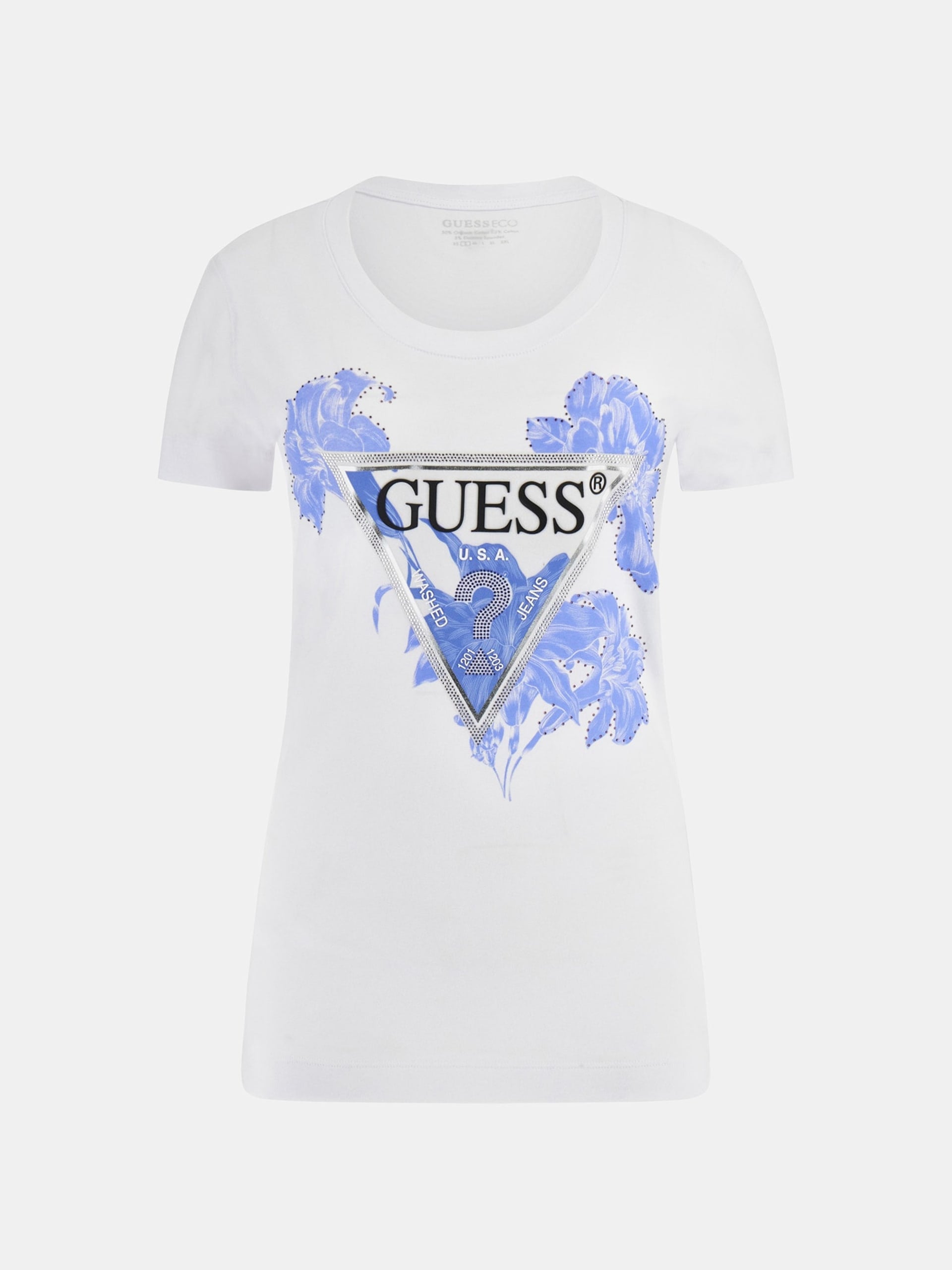 GUESS White Flower Triangle Tee Shirt