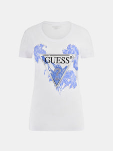 GUESS White Flower Triangle Tee Shirt
