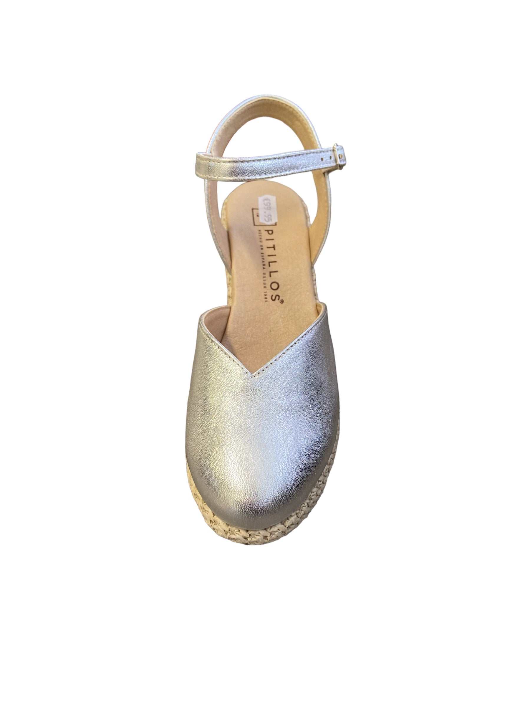Pitillos Leather Espadrille Silver