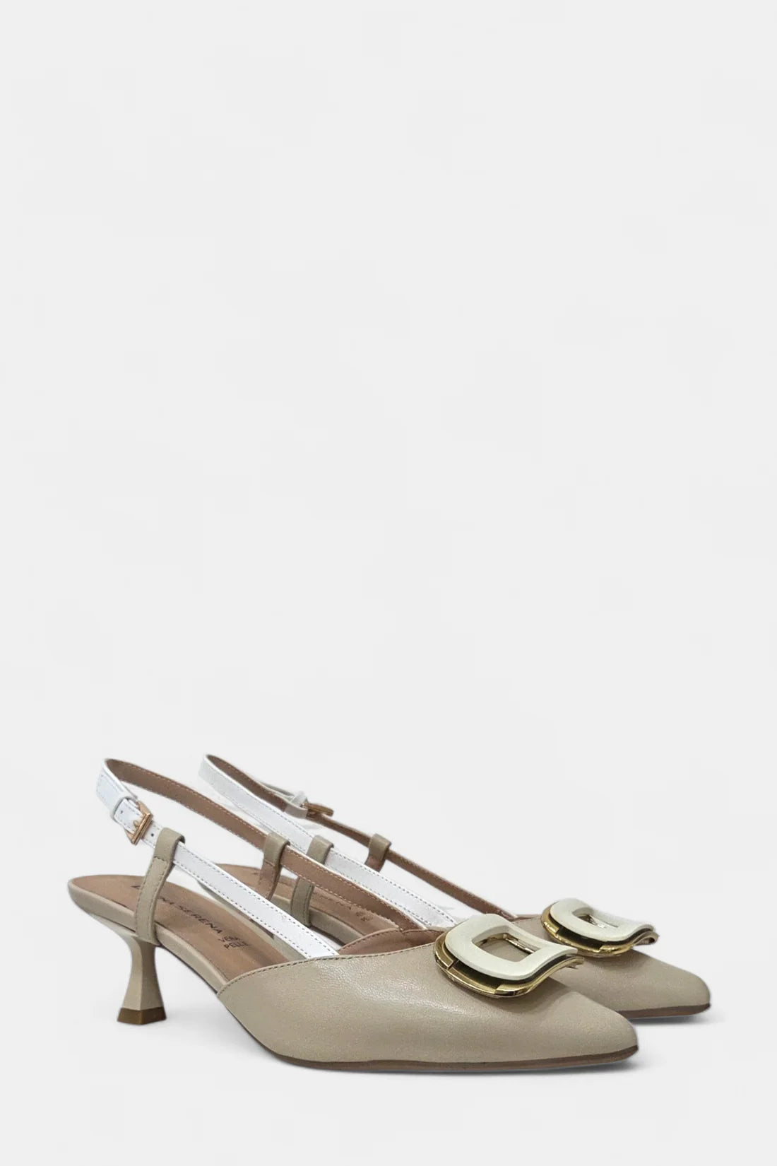 DONNA SERENA Nude Mid Heel Sling Back