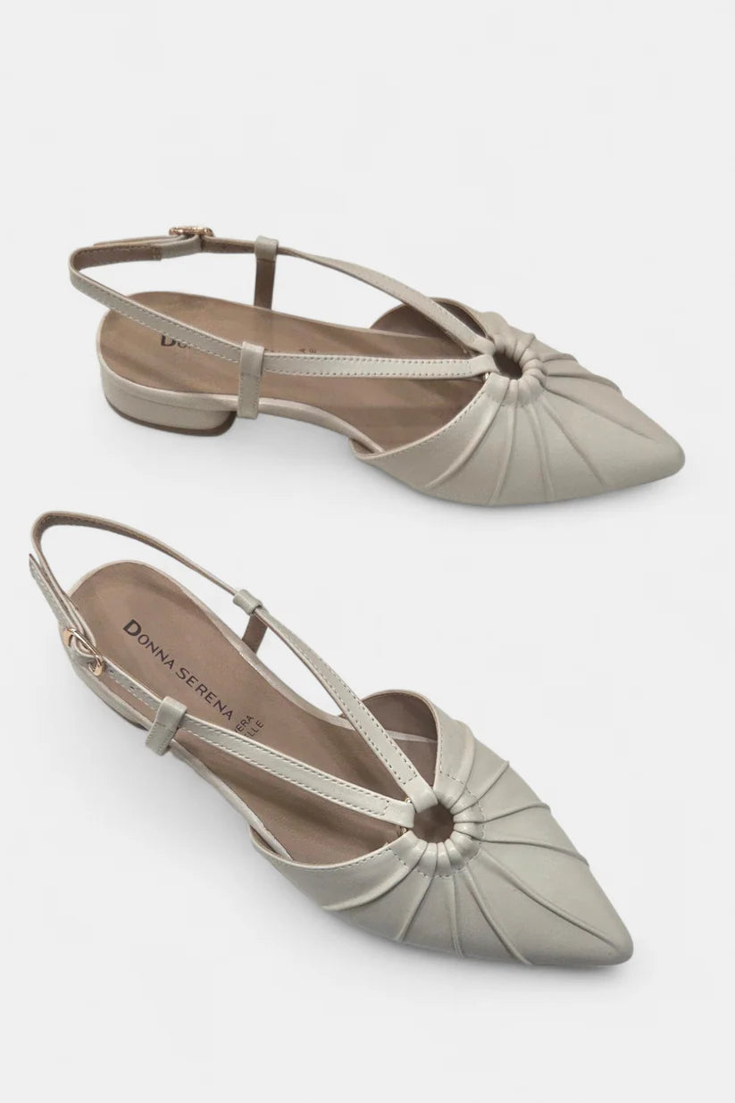 DONNA SERENA Cream Sling Back Pointed Shoe