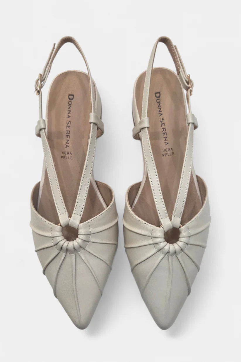 DONNA SERENA Cream Sling Back Pointed Shoe