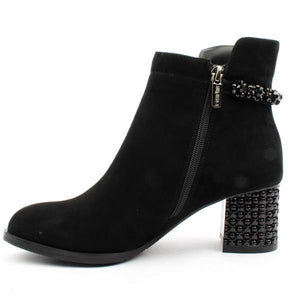 LORETTA VITALE Suede Ankle Boot Black