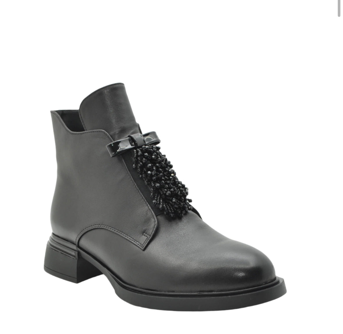 LORETTA VITALE Black Leather Ankle Boot