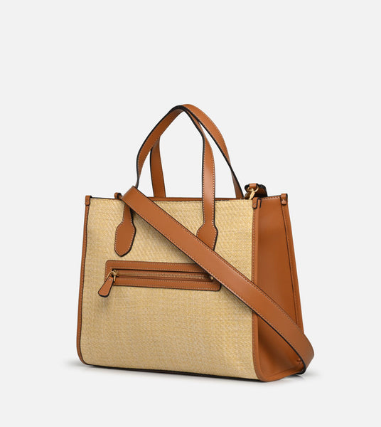 GUESS G Status Tote Bag Beige/Cognac