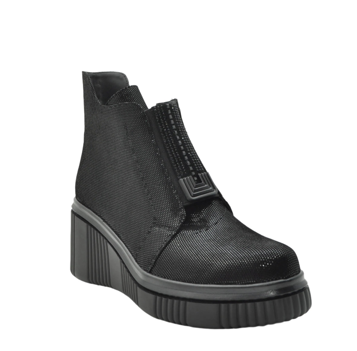 LORETTA VITALE Black Wedge Ankle Boot