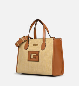 GUESS G Status Tote Bag Beige/Cognac
