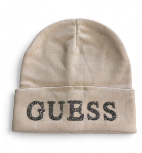 GUESS Diamante Logo Beanie Nude