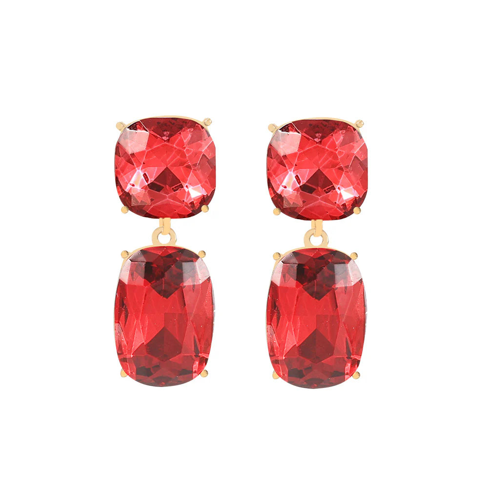 KNIGHT & DAY - Garnet Ruby Crystal Earrings