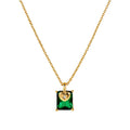 KNIGHT & DAY -  Green Pendant & Gold Heart