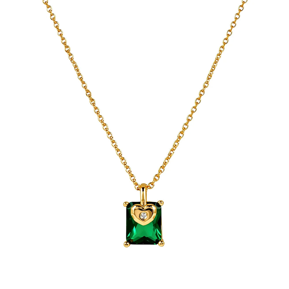 KNIGHT & DAY -  Green Pendant & Gold Heart