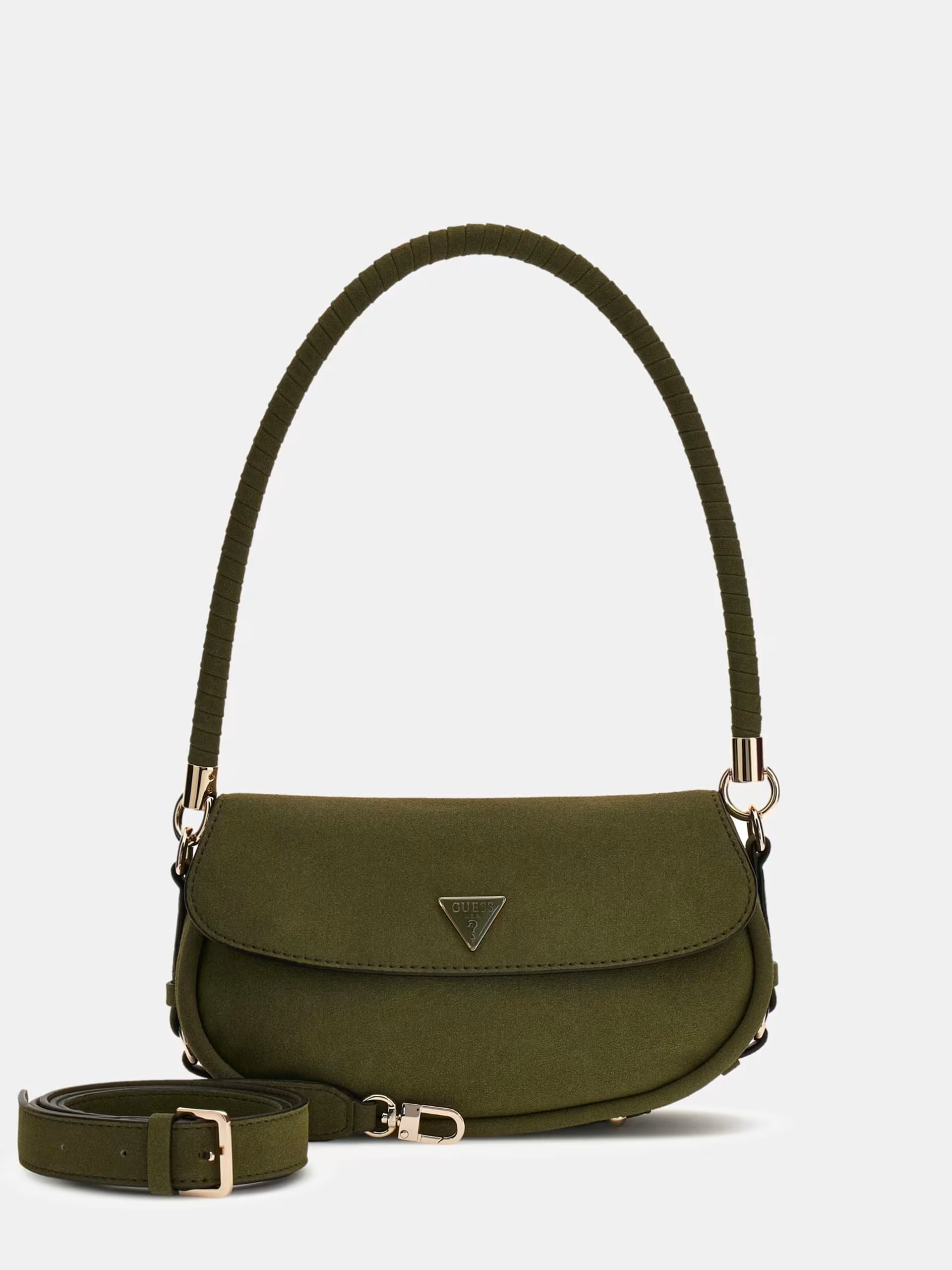 GUESS Danya Olive Green Suede Bag