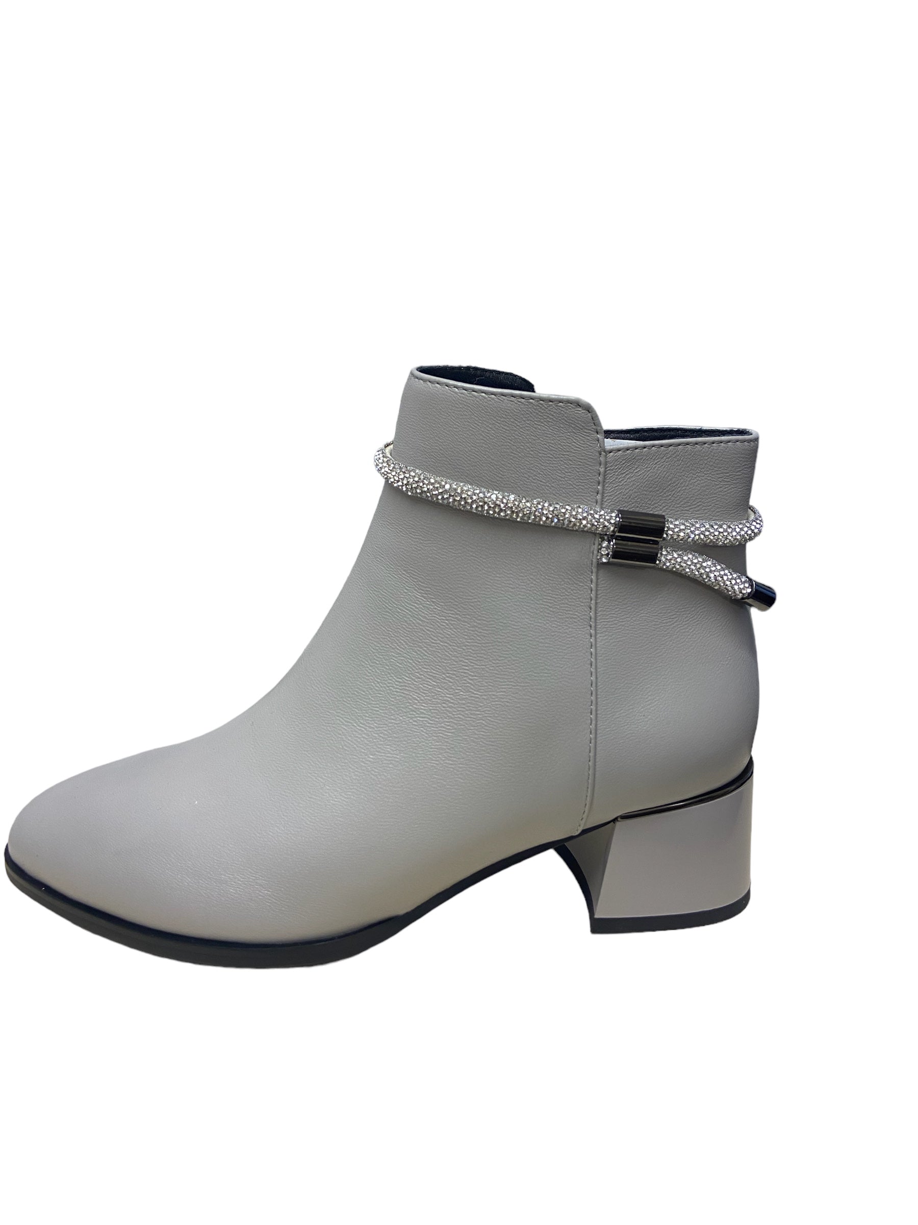 LORETTA VITALE Leather Ankle Boot Grey