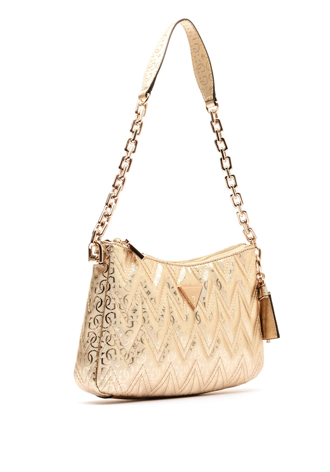 GUESS ADELARD TOP ZIP SHOULDER BAG GOLD