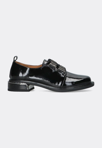 LORETTA VITALE Black Patent Leather Laced Shoe