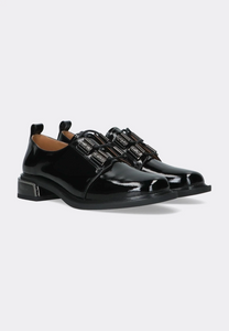 LORETTA VITALE Black Patent Leather Laced Shoe