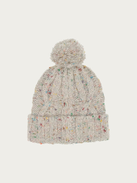 FRAAS Mottled knitted hat with cable pattern in wool blend