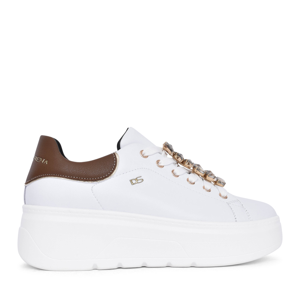 DONNA SERINA Lace up flatform trainer white