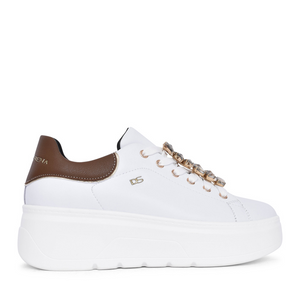 DONNA SERINA Lace up flatform trainer white