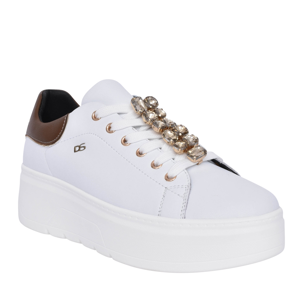 DONNA SERINA Lace up flatform trainer white